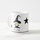 Rode haar, groene ogen, zwarte sterren koffiemok (Voorkant links)