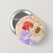 Rode haar Princess en eekhoornknop Ronde Button 5,7 Cm (Voorkant /achterkant)