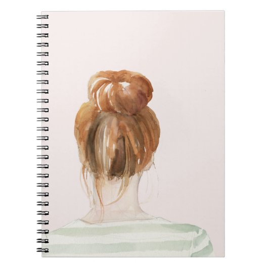 Rode haar top knoop knot notitieboek (Voorkant)