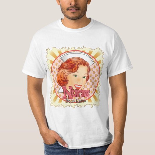 Rode haar verpleegster t-shirt  (Voorkant)