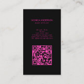 Rode Haarkleur Script Stylist Schaar QR Code Busi Visitekaartje (Achterkant)