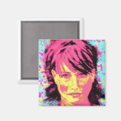 rode haarkunst pop magneet (Voorkant / Achterkant)