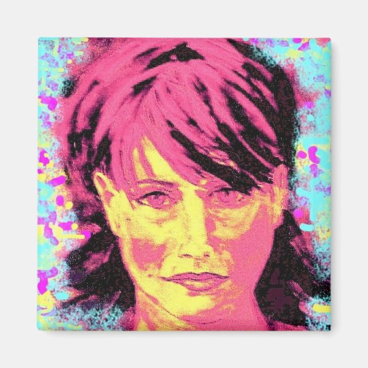 rode haarkunst pop magneet (Voorkant)