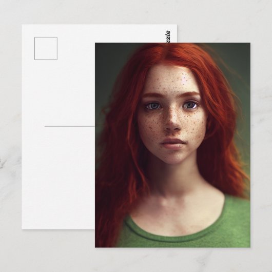 Rode haarsproet Gezicht Meisje Briefkaart (Voorkant / Achterkant)