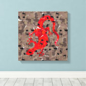 Rode Hagedis Collage Canvas Afdruk (Insitu (Houten vloer))