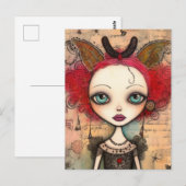 Rode Haired Fairy Gemengde Media Collage Briefkaart (Voorkant / Achterkant)