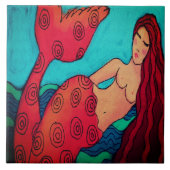 Rode Haired Mermaid Ceramic Tegel Tegeltje (Voorkant)