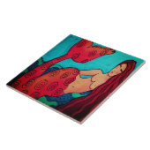 Rode Haired Mermaid Ceramic Tegel Tegeltje (Zijkant)