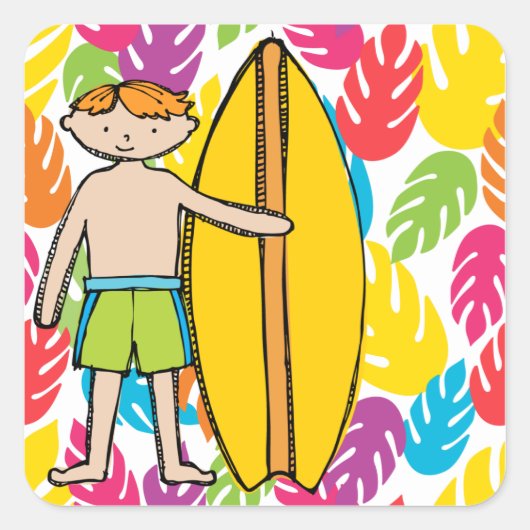 Rode Haired Surfer Boy Stickers (Voorkant)