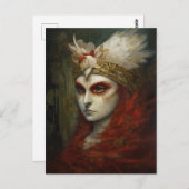 Rode Haired Vrouw Veer Kroon Briefkaart (Voorkant / Achterkant)