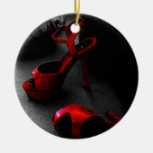 Rode hakken keramisch ornament (Voorkant)