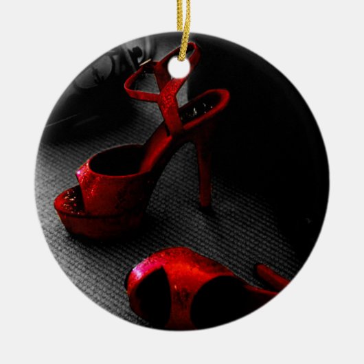 Rode hakken keramisch ornament (Voorkant)