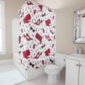 Rode hakken, mode accessoires. douchegordijn (In situ)