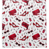 Rode hakken, mode accessoires. douchegordijn (Voorkant)