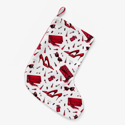 Rode hakken, mode accessoires. kleine kerstsok (Voorkant (Hangend))