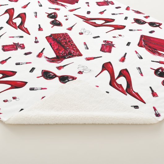 Rode hakken, mode accessoires. sherpa deken (3/4)