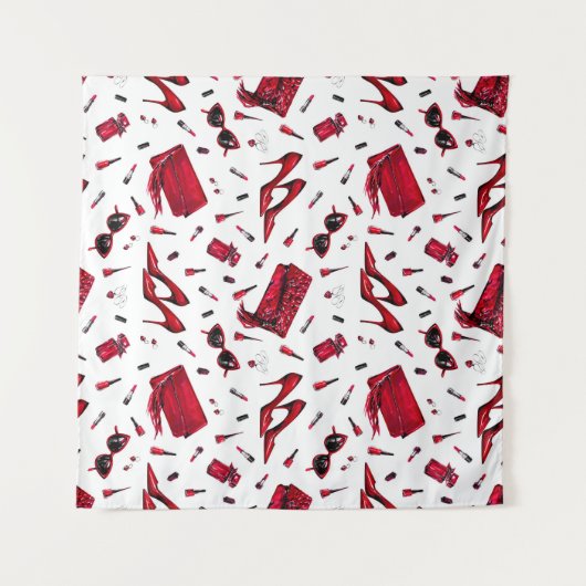 Rode hakken, mode accessoires. wandkleed (Voorkant (horizontaal))