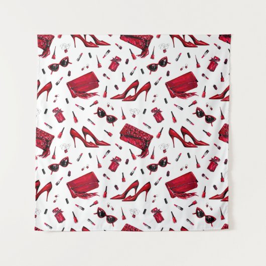 Rode hakken, mode accessoires. wandkleed (Voorkant)