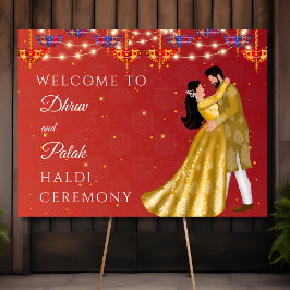 Rode Haldi paraplu paar welkomstbord Poster