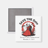 Rode Halloween bruiloft Save the Date Magnet (Voorkant / Achterkant)