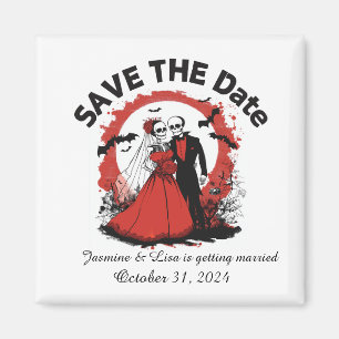 Rode Halloween bruiloft Save the Date Magnet