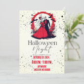 Rode Halloween bruiloft uitnodiging (Staand voorkant)