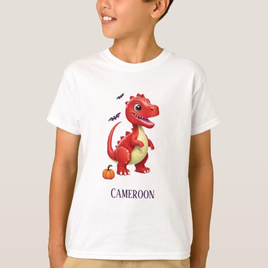 Rode Halloween dinosaurus T-shirt (Voorkant)