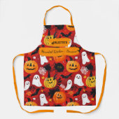 Rode Halloween met pompoenen, geesten en vleermuiz Schort (Voorkant)
