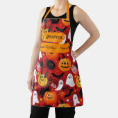 Rode Halloween met pompoenen, geesten en vleermuiz Schort (Insitu)