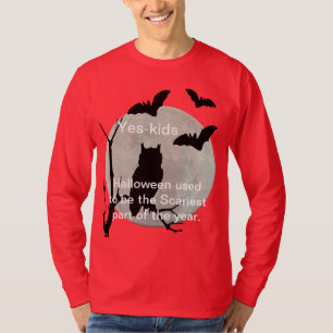 Rode Halloween Uil & Bats met lange mouwen T-shirt