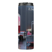 Rode Halve Vrachtwagen Nacht Reflecties Thermosbeker (Achterkant)