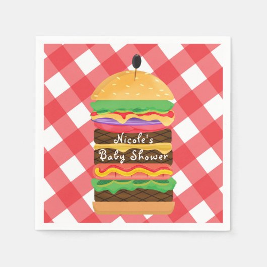 Rode Hamburger Zomer Barbecue BBQ Feest Servetten (Voorkant)