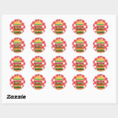 Rode Hamburger Zomer Cookout Barbecue Party Favor Ronde Sticker (Vel)