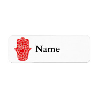Rode Hamsa-Hand van Miriam-Hand van Fatima.png Etiket