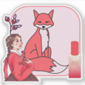 Rode Hanbok, Vos & Matte Cover Foundation Kunst Sticker (Voorkant)
