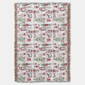 Rode Hand geschilderde Waterverf kerstelementen Deken (Voorkant Verticaal)