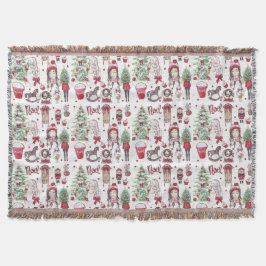 Rode Hand geschilderde Waterverf kerstelementen Deken