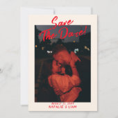  rode hand geschreven eigenzinnige foto bruiloft save the date (Voorkant)