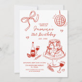 Rode hand getekend 21e, 30e, 40e, 50e, verjaardag kaart (Voorkant)