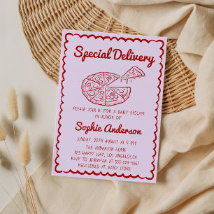 Rode Hand Getekende Speciale Levering Pizza Baby S Kaart