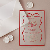 Rode Hand getrokken boog lint schets bruiloft Acryl Uitnodigingen