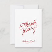 Rode Hand getrokken boog lint schets bruiloft Bedankkaart (Voorkant)