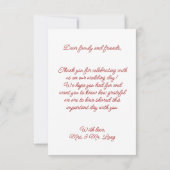 Rode Hand getrokken boog lint schets bruiloft Bedankkaart (Achterkant)