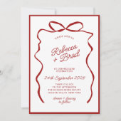 Rode Hand getrokken boog lint schets bruiloft Kaart (Voorkant)