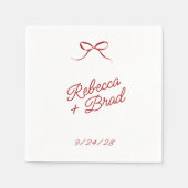 Rode Hand getrokken boog lint schets bruiloft Servet (Voorkant)