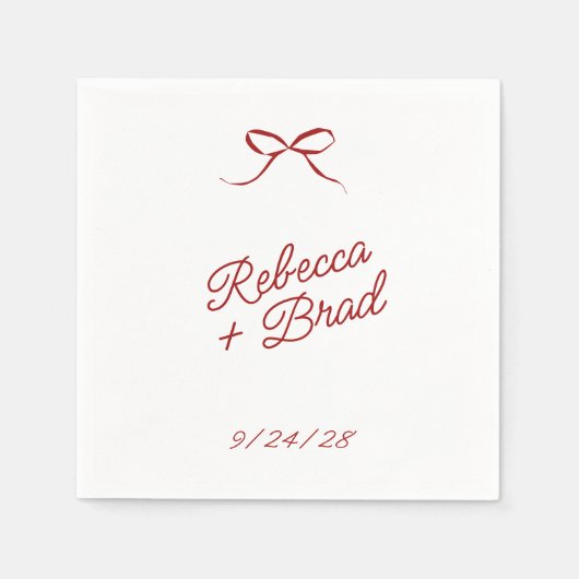 Rode Hand getrokken boog lint schets bruiloft Servet (Voorkant)