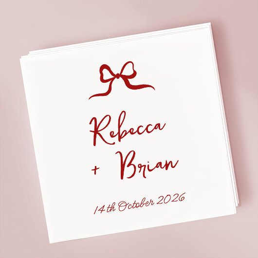 Rode Hand getrokken boog lint schets bruiloft Servet