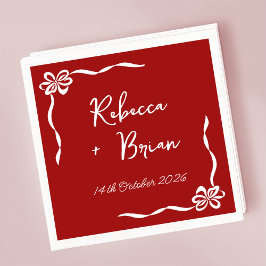 Rode Hand getrokken boog lint schets bruiloft Servet