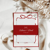 Rode Hand getrokken boog lint schets bruiloft Uitnodigingen Wikkel