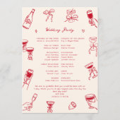 Rode Hand getrokken bruiloft Programmakaart (Achterkant)